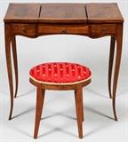 FRENCH DRESSING TABLE & STOOL H 29", W 30", D 17"