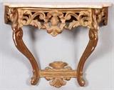 FRENCH GILT WOOD AND GESSO, MARBLE TOP CONSOLE TABLE, 1900, H 31", W 27", D 9 1/2"