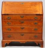 AMERICAN MAPLE SLANT-FRONT DESK, C. 1800, H 44", W 40"