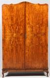 ART DECO BURL WALNUT ARMOIRE, H 77", W 46", D 18"