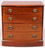 MAHOGANY FOUR DRAWER BACHELOR CHEST, C1940, H 28", W 29", D 16"