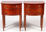 SHERATON STYLE MAHOGANY TWO DRAWER END TABLES, C.1997, H 32", W 22", D 16"