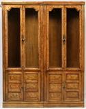 WALNUT DISPLAY CABINETS, TWO, H 78", W 30", D 20"