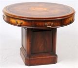 ENGLISH STYLE MAHOGANY DRUM TABLE, MID 20TH C., H 29", DIA 38"