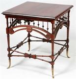 AESTHETIC MOVEMENT, MAHOGANY TABLE, H 30", L 28", D 28"