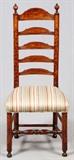INLAID LADDER BACK UPHOLSTERED CHAIR, H 44", W 19", D 16"