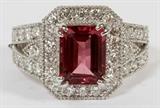 2.64CT NATURAL PINK TOURMALINE & 1.20CT DIAMOND RING, SIZE 6 3/4
