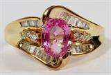 1.40CT NATURAL PINK SAPPHIRE & 0.80CT DIAMOND RING, SIZE 7 1/2