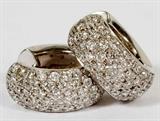 1.20CT DIAMONDS & 18KT WHITE GOLD HOOP EARRINGS, PAIR, DIA 5/8"