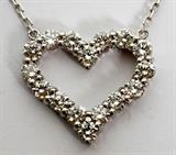 1.50CT DIAMOND & 14KT WHITE GOLD, HEART FORM NECKLACE, L 16 1/2"