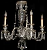 FIVE-LIGHT CRYSTAL CHANDELIER C1920, H 28", DIA 24"