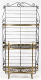 FRENCH STYLE BRASS & IRON BAKER'S RACK, H 81", W 40", D 19"