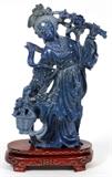 CHINESE CARVED LAPIS FIGURE OF A FEMALE, H 8"