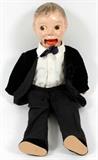CHARLIE MCCARTHY COMPOSITION DOLL CLOTH BODY H 21", W 8 1/2"