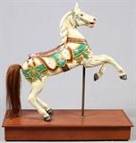 VOID -NOT IN MARCH CARVED WOOD & POLYCHROME CAROUSEL HORSE, H 50", L 44"