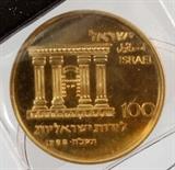 1968 JERUSALEM $100 IL, OFFICIAL SPECIAL GOLD PROOF RARE COIN (1-SET)