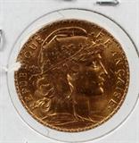 1909 FRENCH REPUBLIC, 20 FRANCS GOLD COIN, MIRROR-LIKE
