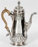 GEORGE II STERLING COFFEE POT, THOMAS WHIPHAM, LONDON, 1751-52, H 10"