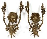 NEOCLASSICAL STYLE BRONZE TWO-LIGHT SCONCES, PAIR, H 19", W 11 1/2"