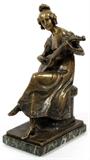 KARL HACKSTOCK (AUSTRIAN, 1855-1919), BRONZE SCULPTURE OF YOUNG GIRL PLAYING MANDOLIN, C. 1918, H 11 1/2"