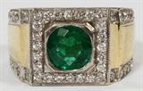 YELLOW GOLD, EMERALD & DIAMOND RING