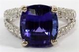 GIA 9.25CT NATURAL TANZANITE & 1.10CT DIAMOND RING, SIZE 7