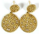 DAVID YURMAN, 18KT YELLOW GOLD & DIAMONDS DROP EARRINGS, PAIR, H 1 1/8"