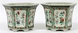 CHINESE PORCELAIN CACHE POTS, 19TH C., PAIR, H 5 3/4"