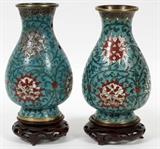 CHINESE CLOISONNÉ VASES, 19TH C., PAIR, H 7 3/4"