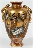 JAPANESE SATSUMA EARTHENWARE VASE, H 5", DIA 3 3/4"