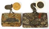 JAPANESE TOBACCO POUCHES/PURSES, LATE 19TH C., TWO, W 4" & 5", DRAGON MOTIFS