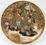 JAPANESE SATSUMA EARTHENWARE CHARGER, 19TH C., DIA 15 1/2"