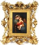 GERMAN PORCELAIN PLAQUE AFTER RAPHAEL, H 7", W 4 3/4", 'MADONNA OF THE CHAIR'