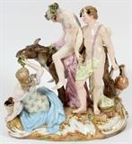 MEISSEN PORCELAIN FIGURE GROUP, LATE 19TH C., H 8 1/2", SILENUS ON A DONKEY WITH BACCHANTES