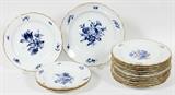 MEISSEN BLUE FLORAL PORCELAIN DESSERT PLATES, SET OF ELEVEN DIA 8", & OTHER MEISSEN PLATES (5)