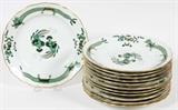 MEISSEN 'DRAGON-GREEN' PORCELAIN PLATES, TWELVE, DIA 9 3/4"