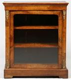 VICTORIAN WALNUT & MARQUETRY SALON BOOKCASE, C. 1870, H 40", W 34", D 14"