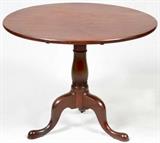 ENGLISH MAHOGANY TILT-TOP TABLE, LATE 19TH C., H 27 1/2", DIA 36 1/2"