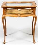 QUEEN ANNE STYLE WALNUT CURIO TABLE, H 29", W 25"