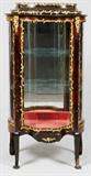 FRENCH LOUIS XV STYLE MAHOGANY CURIO CABINET, H 63", W 33", D 16"