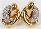 14KT YELLOW GOLD & DIAMOND EARCLIPS, PAIR
