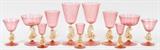 VENETIAN GLASS STEMWARE, TWELVE PIECES, WITH DOLPHIN STEMS
