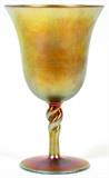 STEUBEN GOLD AURENE GLASS GOBLET, H 6", DIA 3 1/2", #2361