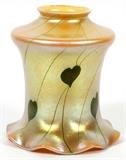 GOLD IRIDESCENT GLASS SHADE ATTRIBUTED TO FOSTORIA, H 5 1/4", DIA 4 1/2"