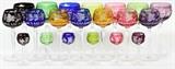 BAVARIAN COLORED CUT CRYSTAL WINE GLASSES, 20 PIECES