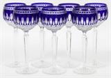 WATERFORD 'CLARENDON COBALT' CRYSTAL HOCK WINES, SEVEN, H 8"