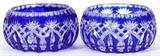 POLISH COBALT & CLEAR CRYSTAL BOWLS, PAIR, H 2 1/2"
