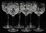 WATERFORD 'LISMORE' CRYSTAL RED WINES, SIX, H 7 1/2"