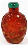 CHINESE CARVED ROOT AMBER SNUFF BOTTLE, 19TH C., H 2 1/2"