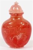 CHINESE ROSE QUARTZ SNUFF BOTTLE, H 2 1/2"